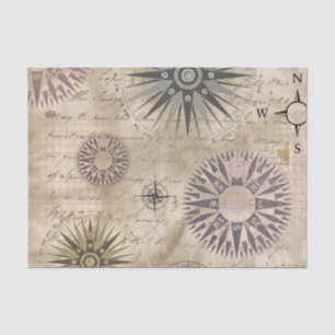 Papier Mousseline Compas Vintage voyage