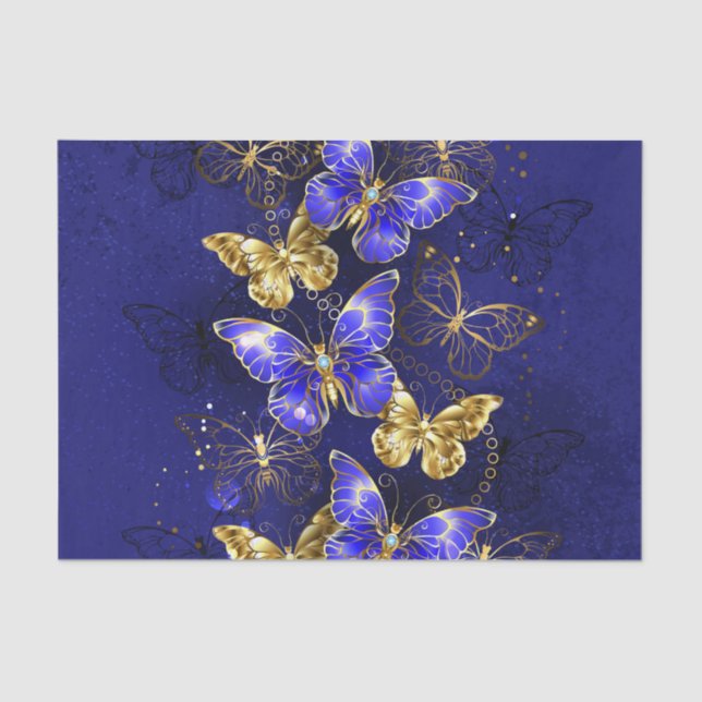 Papier Mousseline Composition avec papillons Sapphire (Recto)