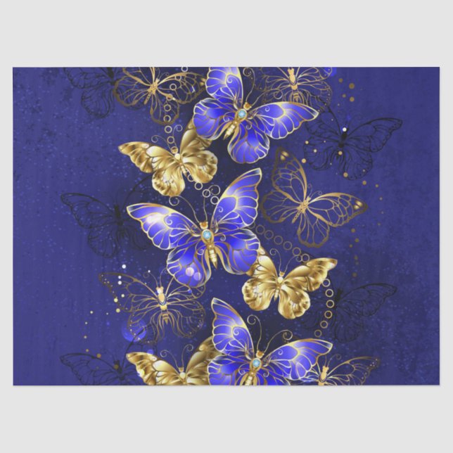 Papier Mousseline Composition avec papillons Sapphire (Recto)