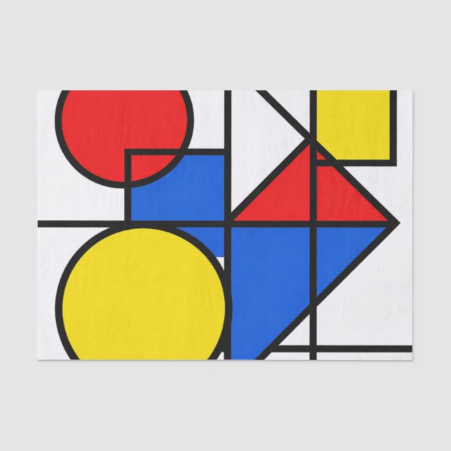 Papier Mousseline Composition de couleurs primaires de Mondrian (Recto)