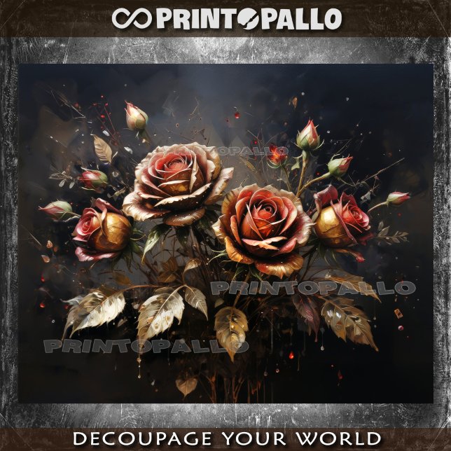 Papier Mousseline Composition florale de roses d'automne -  (Créateur téléchargé)