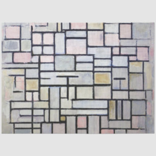 Papier Mousseline Composition rose et gris, Mondrian