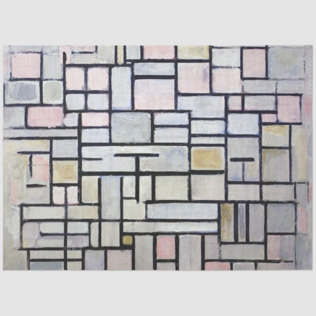 Papier Mousseline Composition rose et gris, Mondrian (Recto)