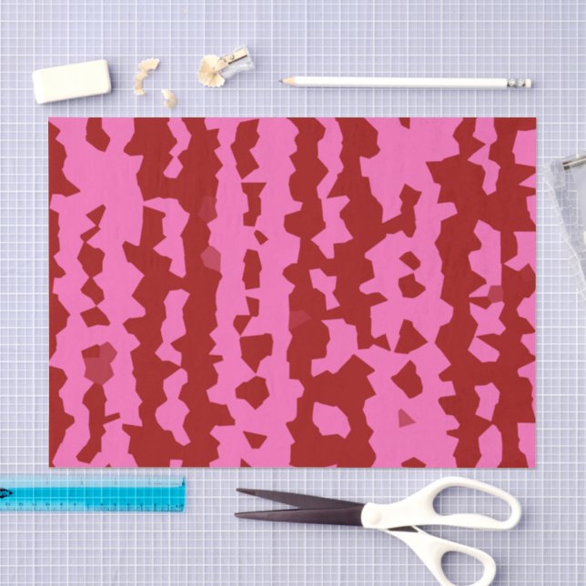 Papier Mousseline Conception Abstraite Irrégulière Rose Marron Rouge (Artisanat)