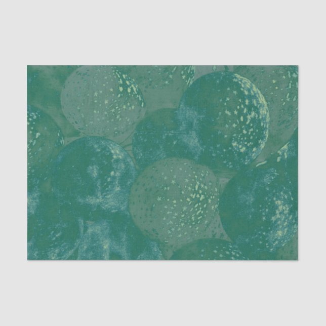 Papier Mousseline Conception de ballons verts texturés antiques vint (Recto)