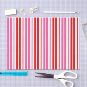 Papier Mousseline Conception de bandes verticales rose rouge blanc