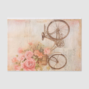Papier Mousseline Conception de bicyclette florale vintage, Rétro