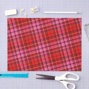 Papier Mousseline Conception de carreaux Tartan Rouge Grenat Rose 