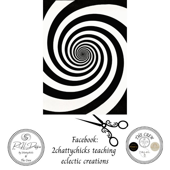 Papier Mousseline Conception de découpage en spirale noir et blanc  (Créateur téléchargé)