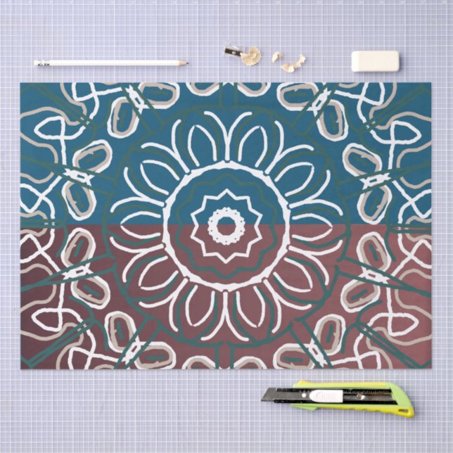 Papier Mousseline Conception de dentelle bleu mauve tendance demi-to (Artisanat)