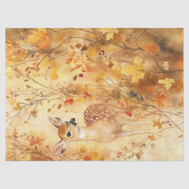 Papier Mousseline Conception de feuilles d'automne faon aquarelle (Recto)
