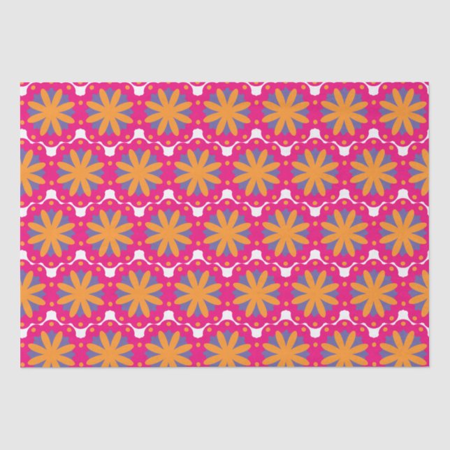 Papier Mousseline Conception de fleurs géométriques audacieuse (Recto)