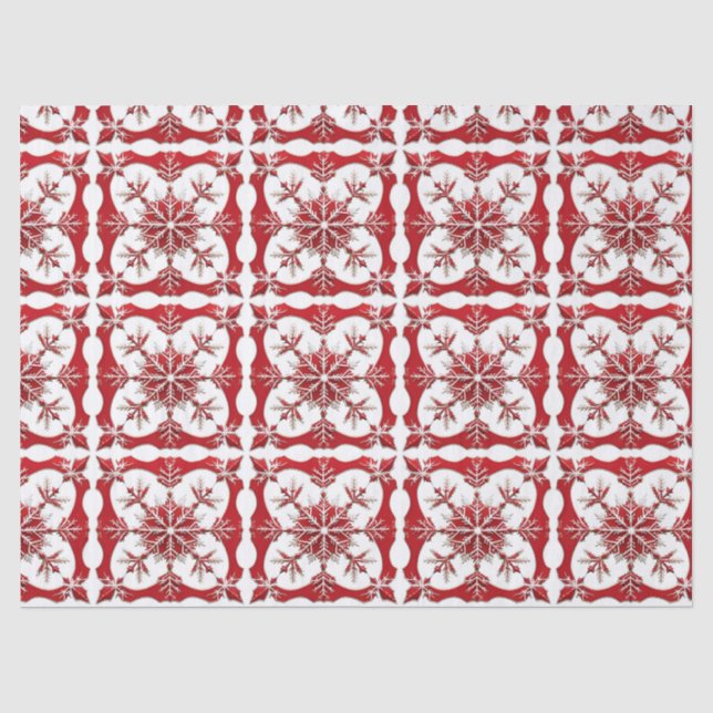 Papier Mousseline Conception de flocon de neige rouge complexe  (Recto)