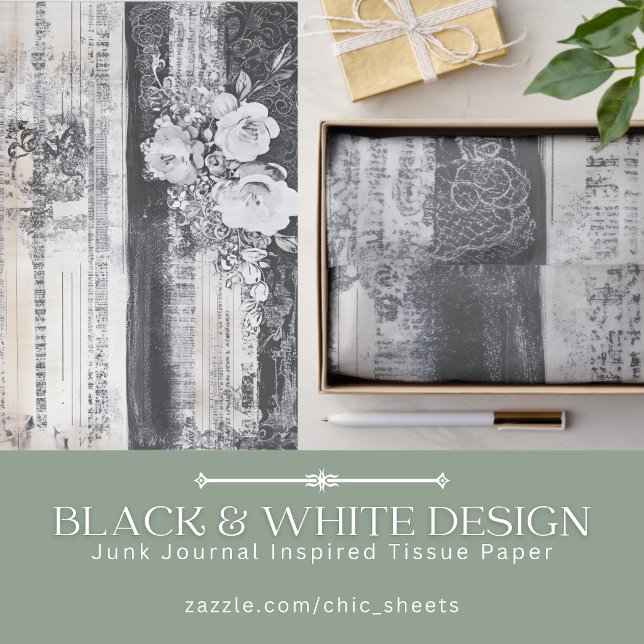 Papier Mousseline Conception de journal déchiré noir et blanc inspir (Créateur téléchargé)