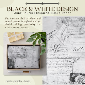 Papier Mousseline Conception de junk journal noir et blanc inspirée