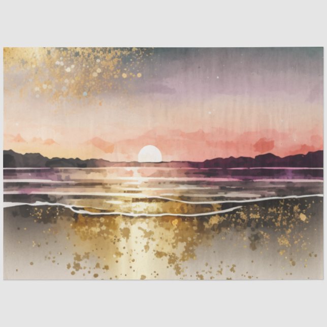 Papier Mousseline Conception de la série Coucher de soleil aquarelle (Recto)
