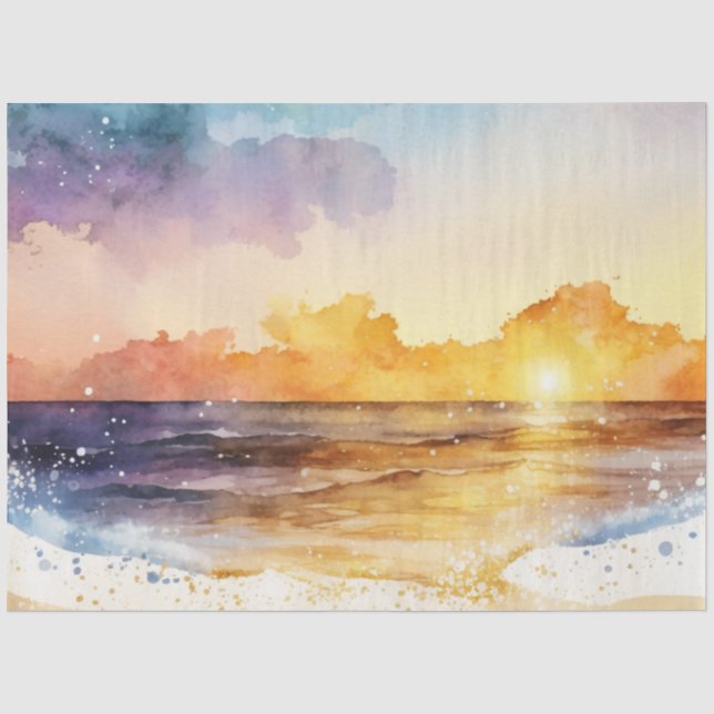 Papier Mousseline Conception de la série Coucher de soleil aquarelle (Recto)