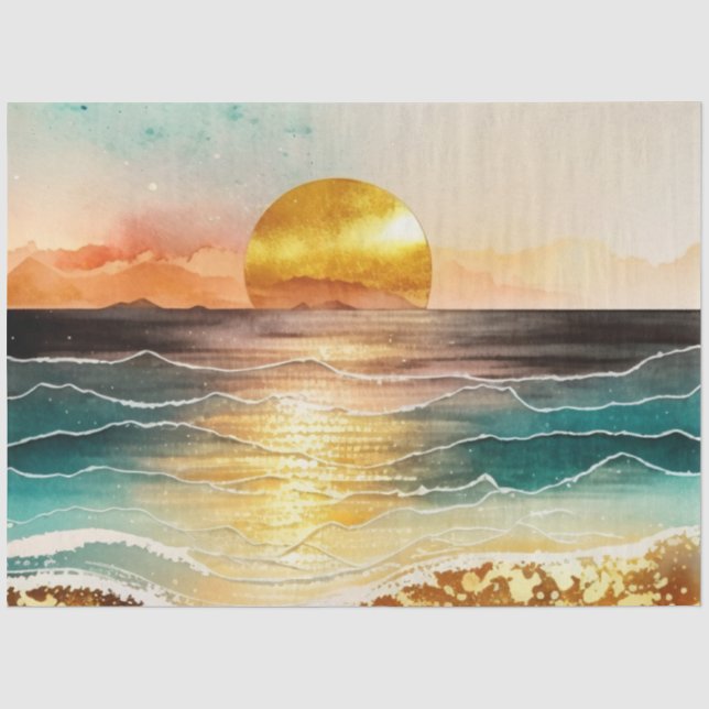 Papier Mousseline Conception de la série Coucher de soleil aquarelle (Recto)