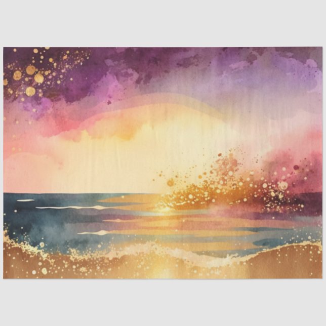 Papier Mousseline Conception de la série Coucher de soleil aquarelle (Recto)