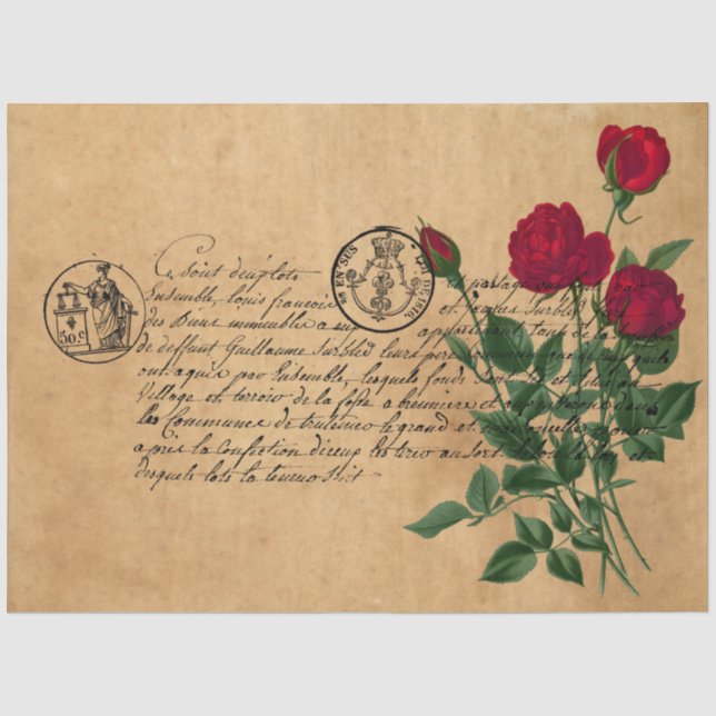 Papier Mousseline Conception de la série écriture française et rose  (Recto)
