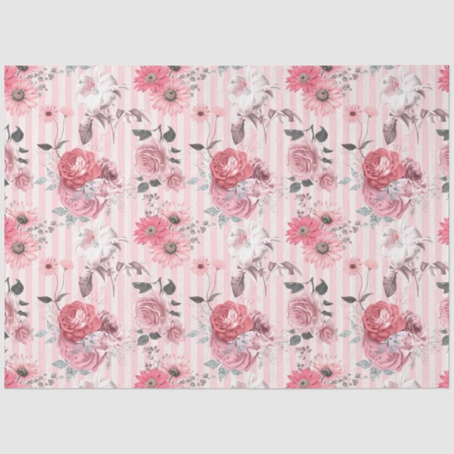 Papier Mousseline Conception de la série florale rose 8 (Recto)