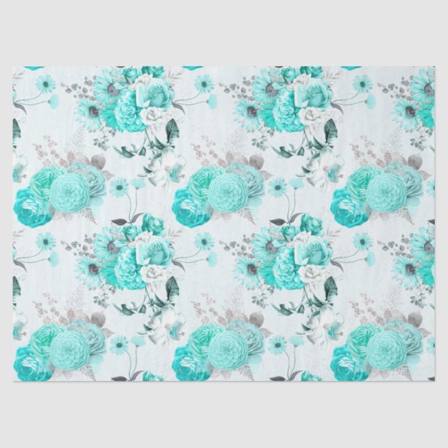 Papier Mousseline Conception de la série florale turquoise 2 (Recto)