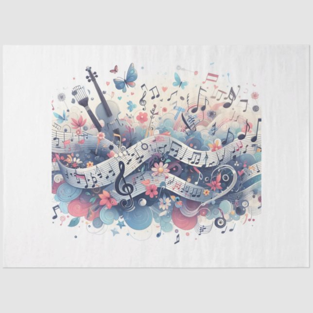 Papier Mousseline Conception de la série Notes musicales 5 (Recto)