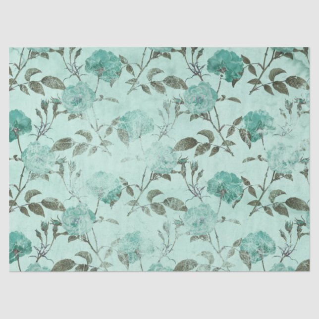 Papier Mousseline Conception de la série turquoise florale délabrée  (Recto)