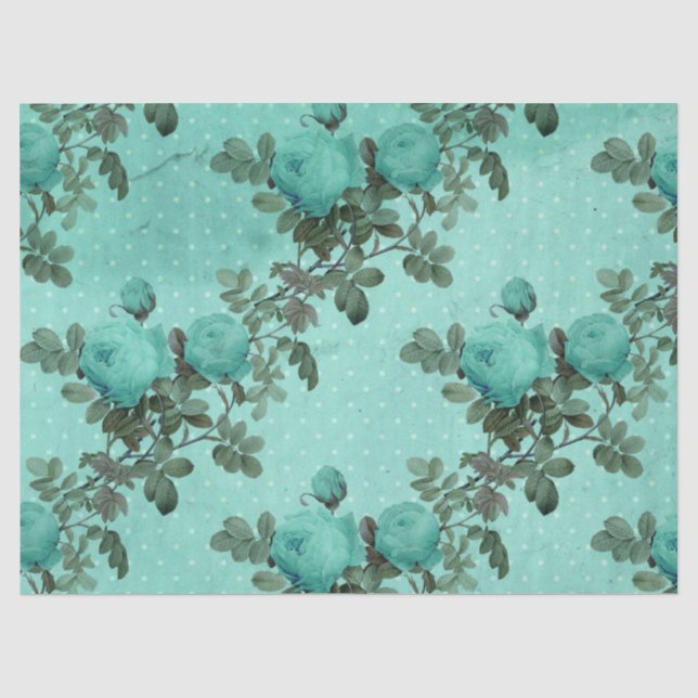 Papier Mousseline Conception de la série turquoise florale délabrée  (Recto)