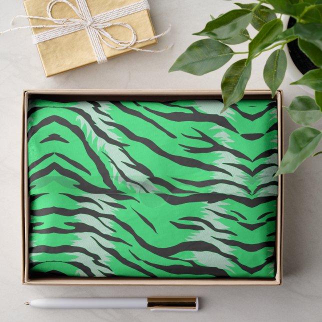 Papier Mousseline Conception de motif de peau d'animal Tigre vert  (Cadeau)