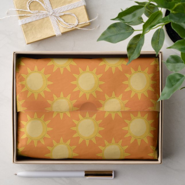 Papier Mousseline Conception de motif de soleil sur orange  (Cadeau)