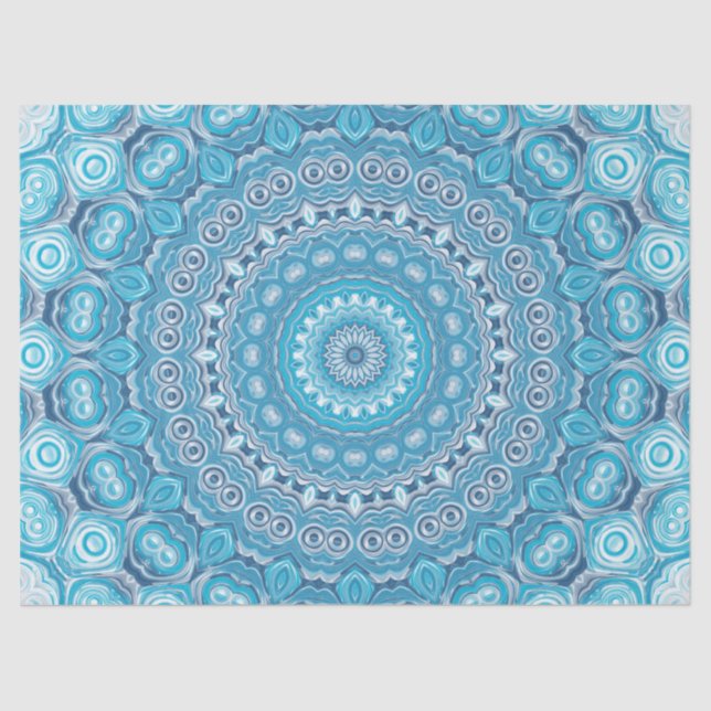 Papier Mousseline Conception de motif mandala bleu et blanc (Recto)