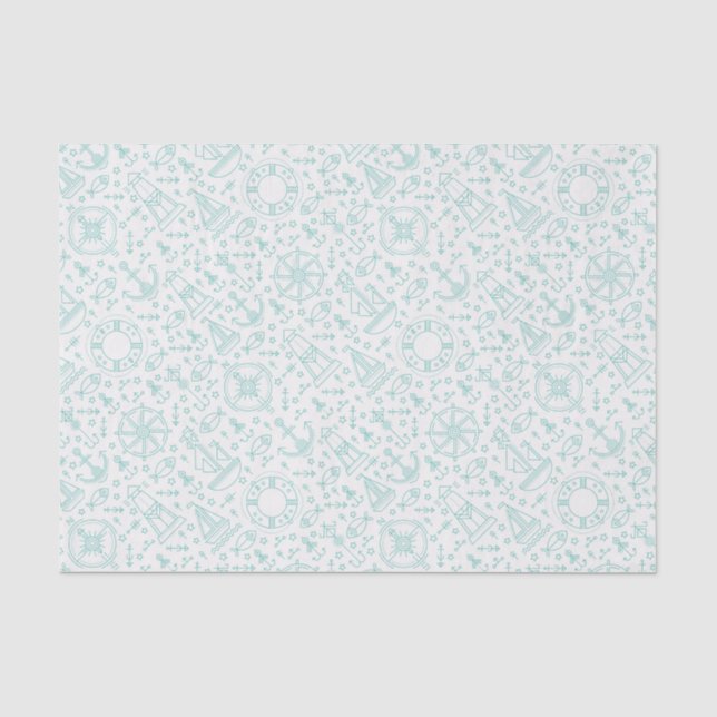 Papier Mousseline Conception de motif nautique vert personnalisable (Recto)