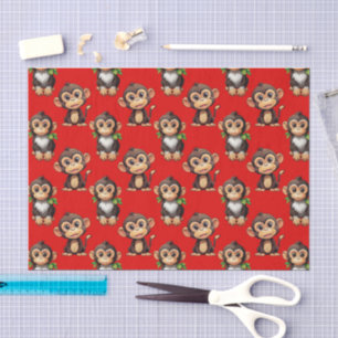 Papier Mousseline Conception de motif singe rouge