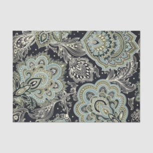 Papier Mousseline Conception de Paisley dans les tons bleu et vert