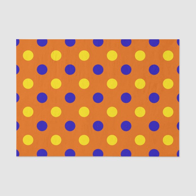 Papier Mousseline Conception de points noirs Orange Bleu Jaune  (Recto)