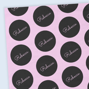 Papier Mousseline Conception de points Polka Noir et Rose rétro-mode