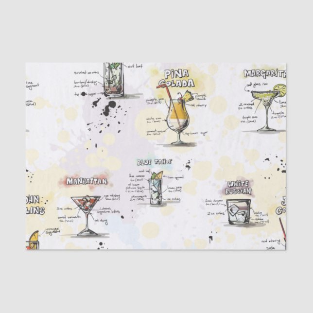 Papier Mousseline Conception de recette de boissons de cocktail (Recto)