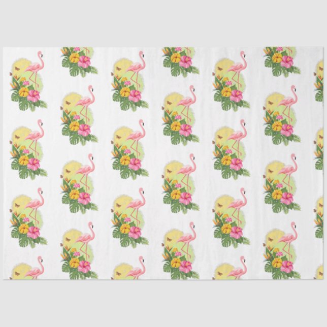 Papier Mousseline Conception de série de Flamants roses tropicaux 11 (Recto)