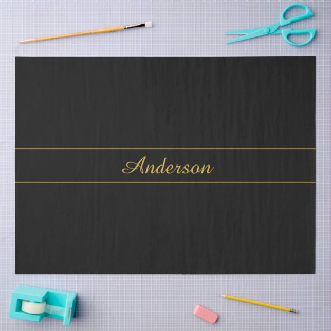 Papier Mousseline Conception de texte personnalisable simple or et n (Artisanat)