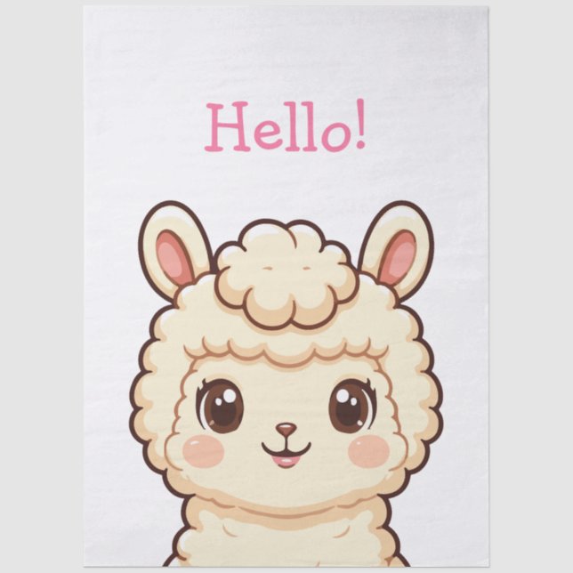 Papier Mousseline Conception d'illustration de lama mignon (Recto)