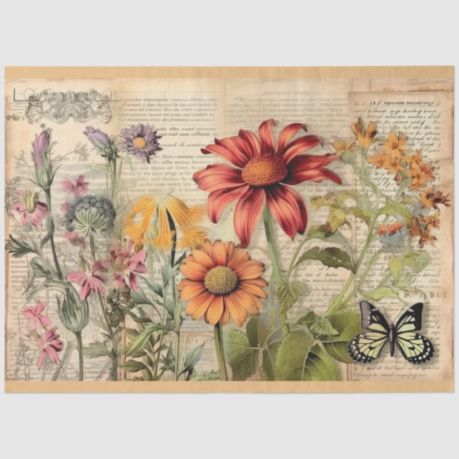 Papier Mousseline Conception du journal indésirable fleur sauvage 9 (Recto)