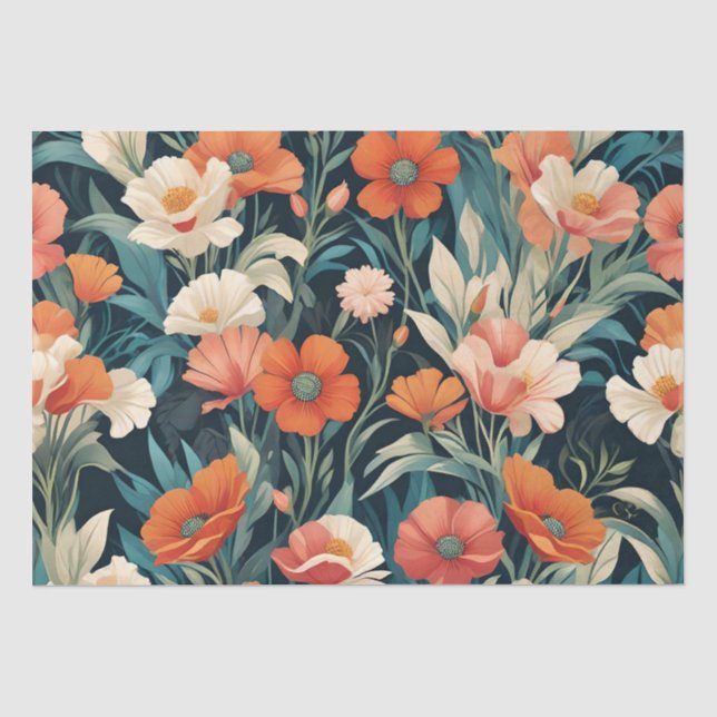 Papier Mousseline Conception florale Art déco (Recto)
