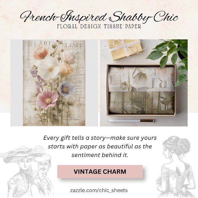 Papier Mousseline Conception florale shabby-chic inspirée de la Fran (Créateur téléchargé)