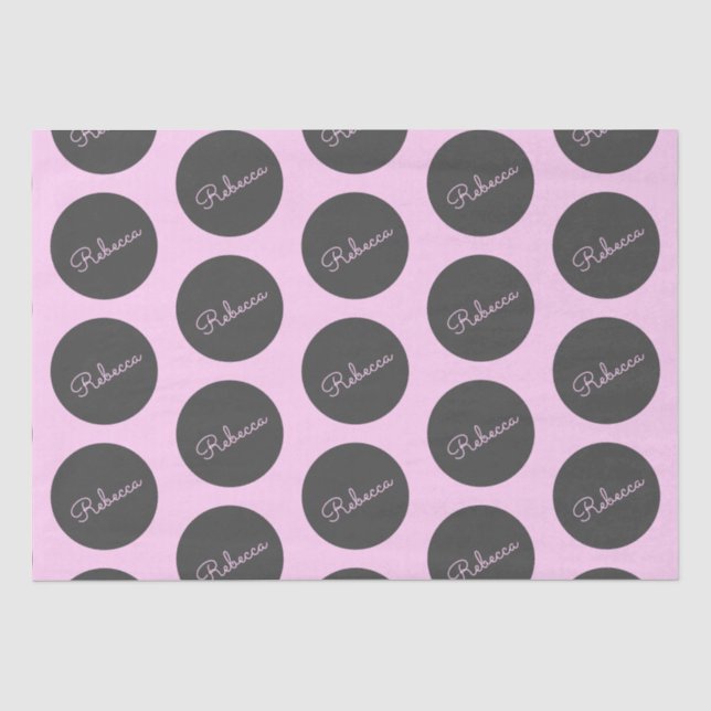 Papier Mousseline Conception moderne à points Polka rose et gris (Recto)