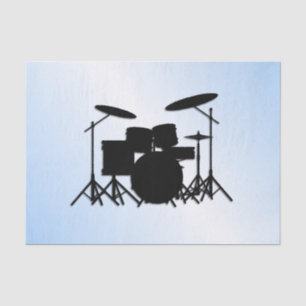 Papier Mousseline Conception Musicale de Batterie Bleue