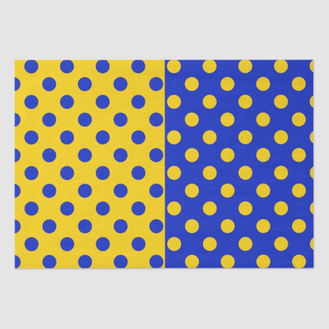 Papier Mousseline Conception Pois demi-bleue Jaune (Recto)