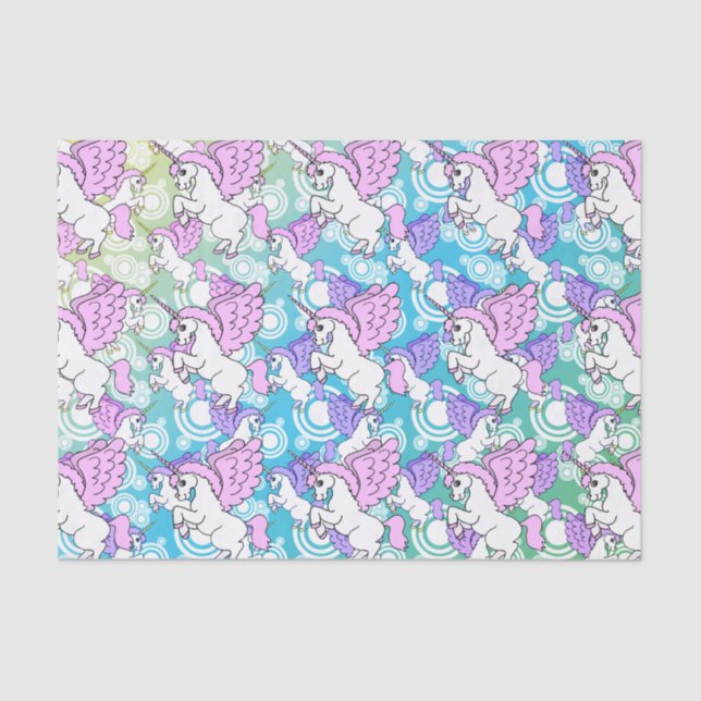 Papier Mousseline Conception rose et blanche de motif de licorne (Recto)