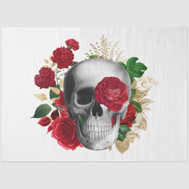 Papier Mousseline Conception série Steampunk Rose Rouge 21 (Recto)