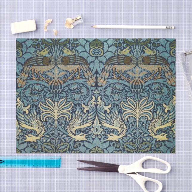 Papier Mousseline Conception tissée de William Morris Paon et Dragon (Artisanat)